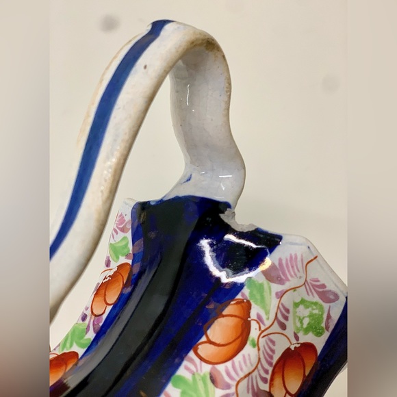 19th Century Vintage Gaudy Welsh Glamorgan Octagonal Soft Paste Pitcher Jug - Picture 13 of 16